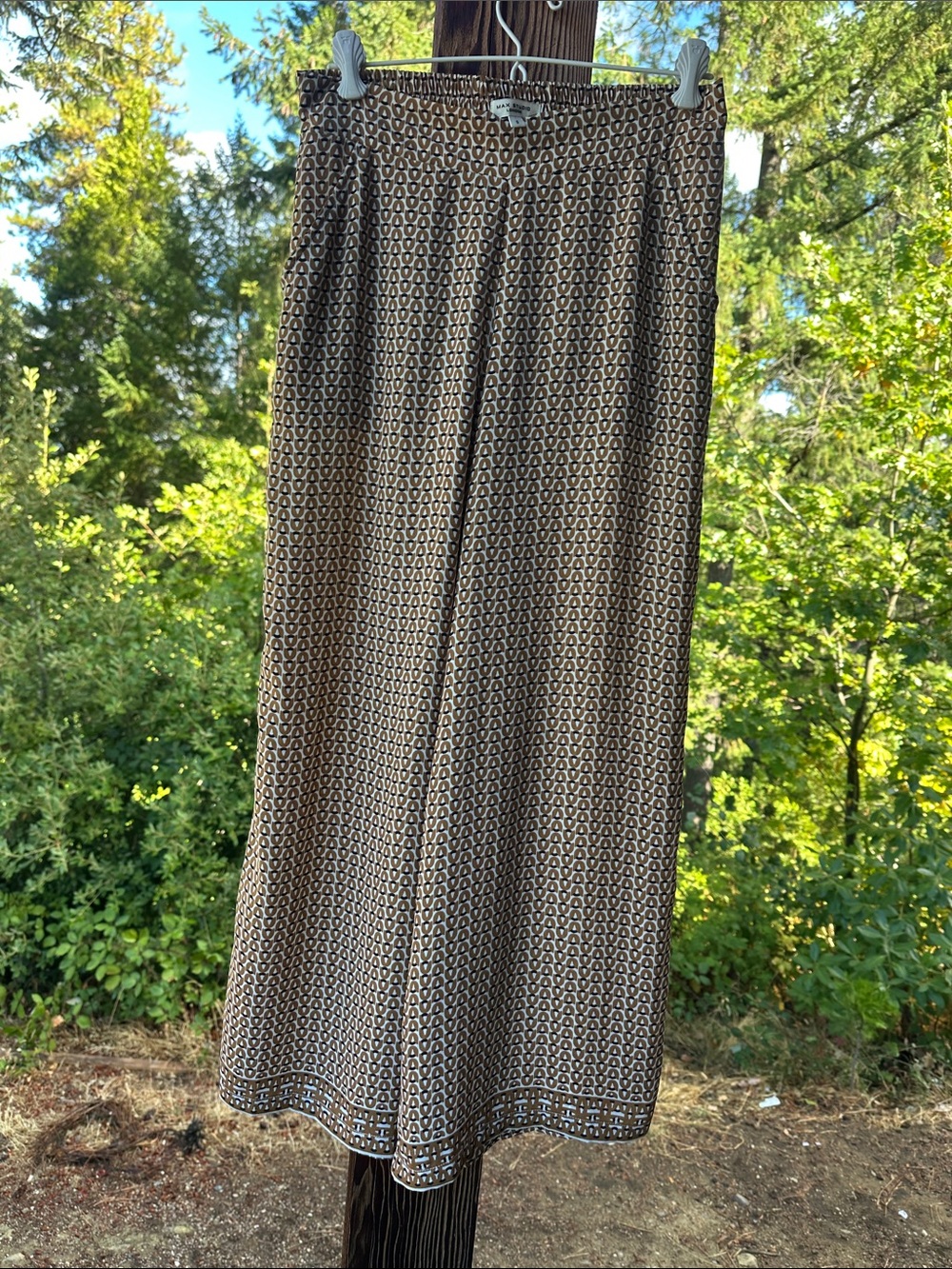 Max Studio Brown Geometric Print Maxi Skirt